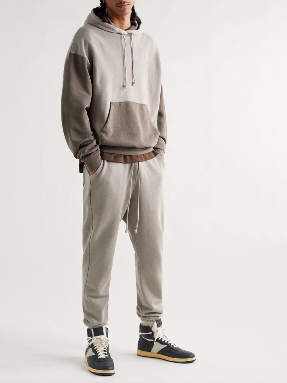 John Elliott Taupe Gray Two-Tone Jogger Pants